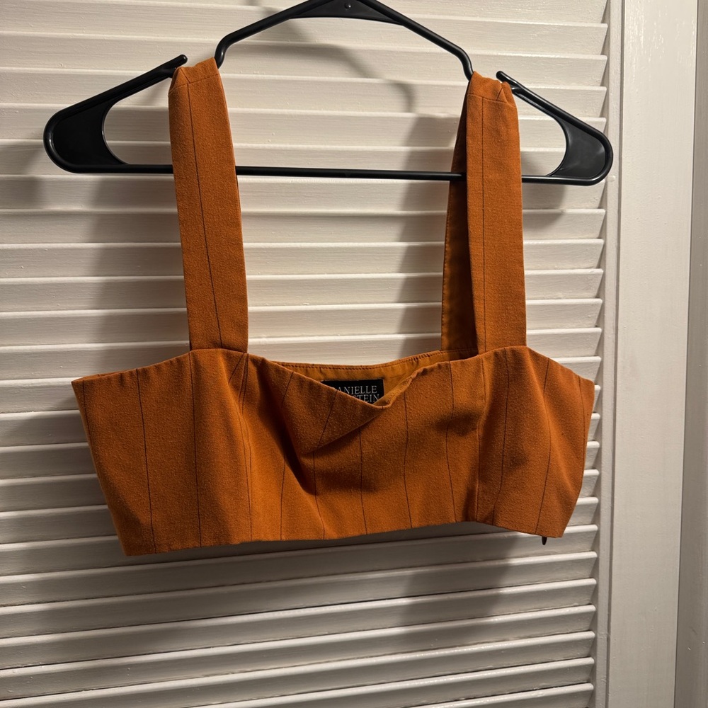 Burnt orange pinstripe crop top